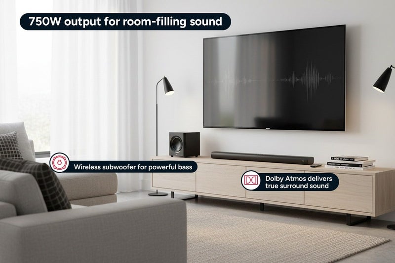 Kogan 7.1.2 Channel 750W Dolby Atmos Soundbar with Wireless Subwoofer Carousel 2