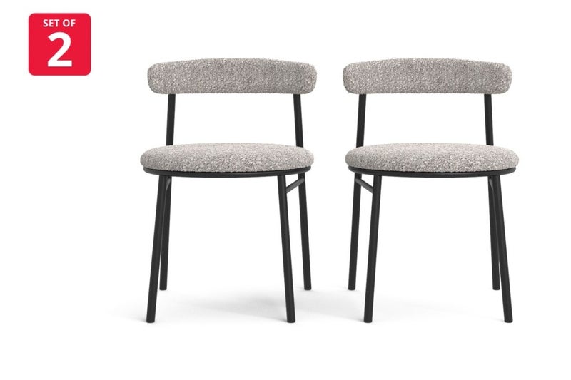 Set of 2 Brosa Lancel Dining Chairs (Pebbled Sand Boucle) Carousel 1