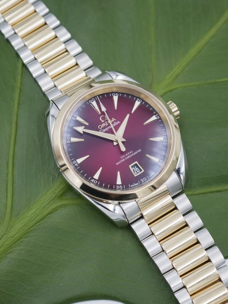 Omega Seamaster Aqua Terra MOONSHINE 18ct Gold & Steel Mens Wristwatch 220.20.38 Carousel 1