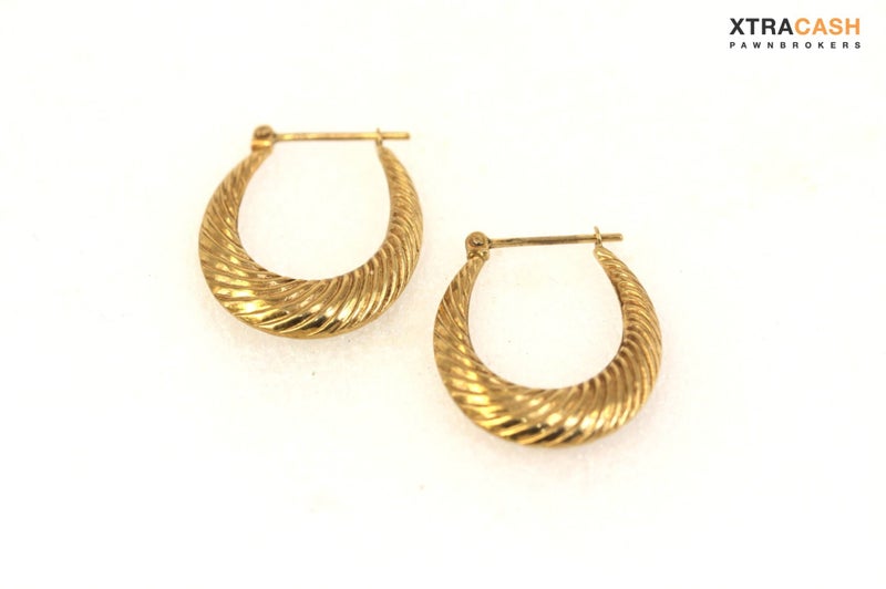 9ct Yellow Gold Patterned Hoops Carousel 1