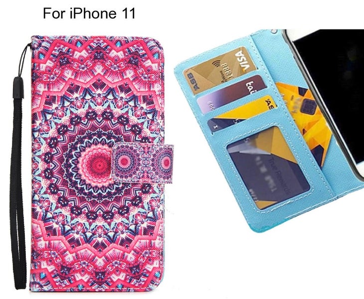 iPhone 11 case 3 card leather wallet case printed ID Carousel 1