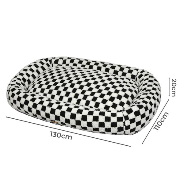 Pawz Dog Bed Calming Pet Checkered Plush Bed Soft Washable Bed Non-Slip XXXL Carousel 2
