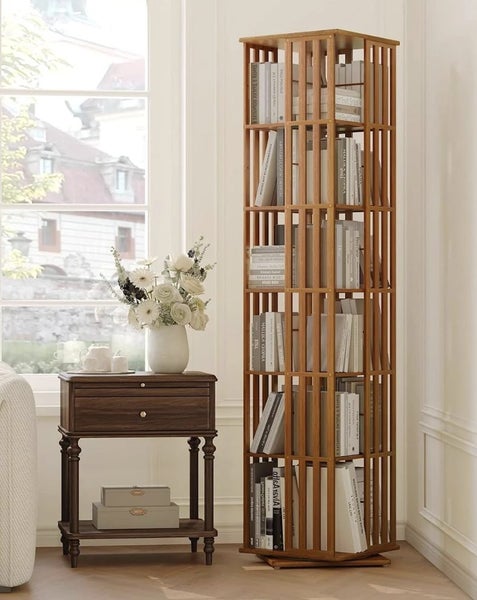 Bamboo Bookcase 6 Tier Storage Rack Carousel 2