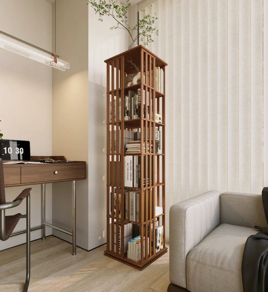 Bamboo Bookcase 6 Tier Storage Rack Carousel 4