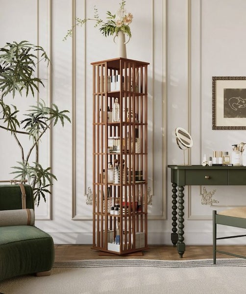 Bamboo Bookcase 6 Tier Storage Rack Carousel 1