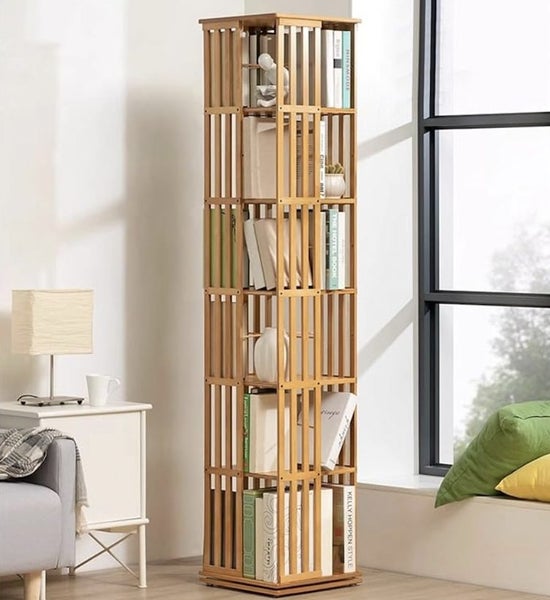Bamboo Bookshelf 6 Tier Carousel 1