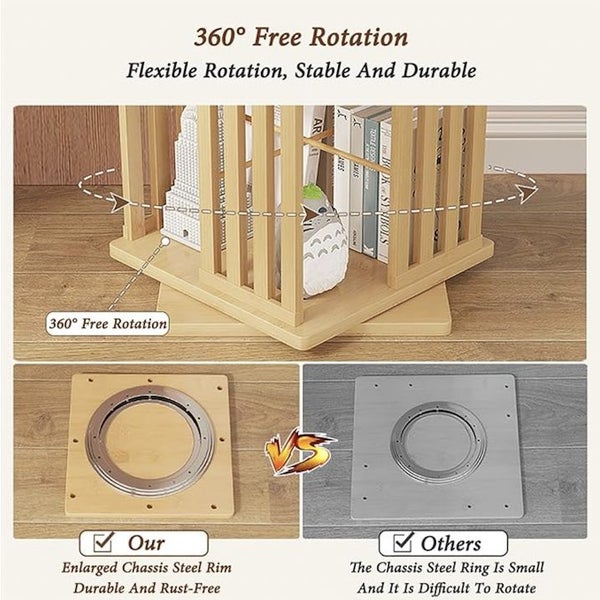Bamboo Bookshelf 6 Tier Carousel 2