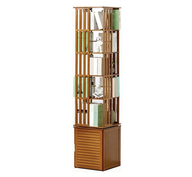 Bamboo Bookshelf 7 Tier 360 Degree Rotating Carousel 1