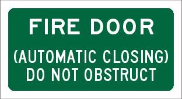 Fire Door (Automatic Closing) Do Not Obstruct Sign - SAV 110 x 60mm (Each) Carousel 1