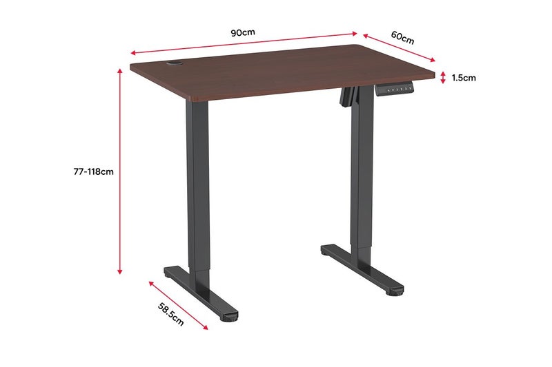 Ergolux Electric Standing Desk 90 x 60cm (Walnut/Black) Carousel 9