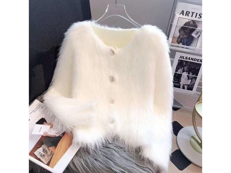 Women's Soft Imitation Mink Velvet Knitted Cardigan Coat Carousel 2