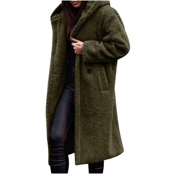 Winter Warm Sherpa Coats Jackets For Women Plus Size Hooded Faux Fur Solid Carousel 1