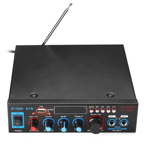 BT-309A 2CH Home Stereo bluetooth Amplifier Support USB FM AUX MIC Microph Carousel 1