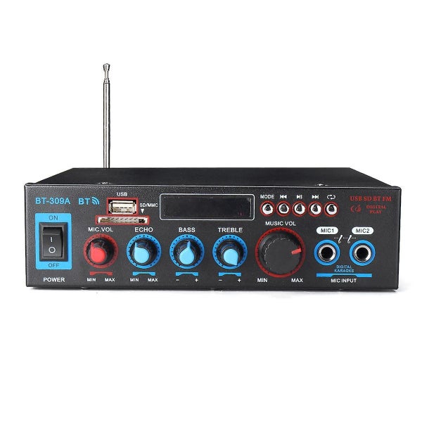 BT-309A 2CH Home Stereo bluetooth Amplifier Support USB FM AUX MIC Microph Carousel 2
