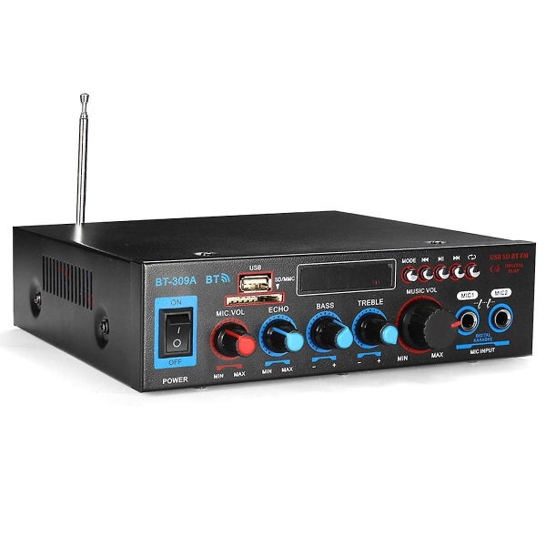 BT-309A 2CH Home Stereo bluetooth Amplifier Support USB FM AUX MIC Microph Carousel 4