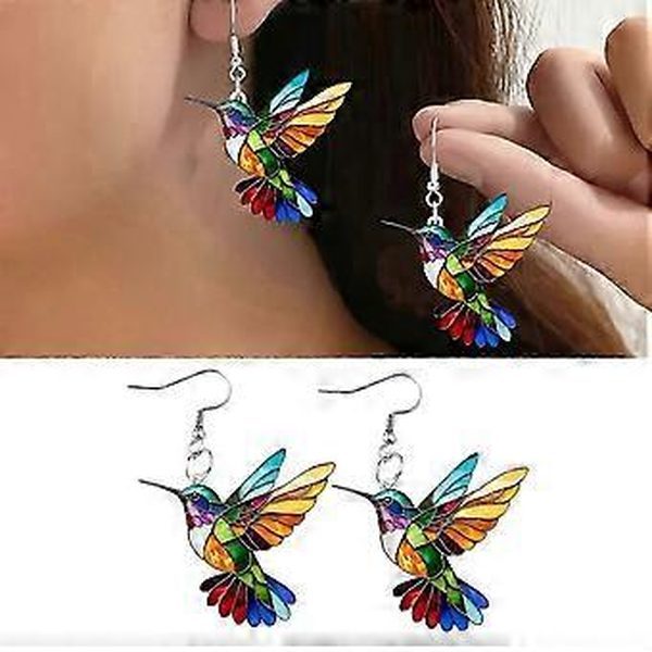 Hummingbird Drop Earrings and Pendant Necklace Set, Elegant Acrylic Jewelry Carousel 2
