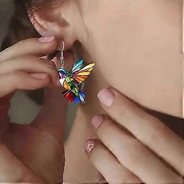 Hummingbird Drop Earrings and Pendant Necklace Set, Elegant Acrylic Jewelry Carousel 5