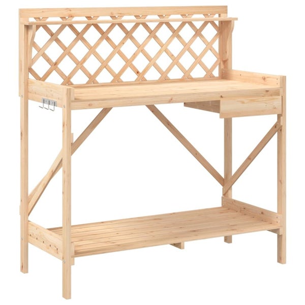 Vida Xl Potting Bench With Trellis Solid Wood Fir Carousel 1