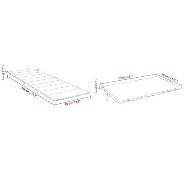 Vida Xl Sun Lounger Cushion Blue 186X58x3cm Oxford Fabric Carousel 2