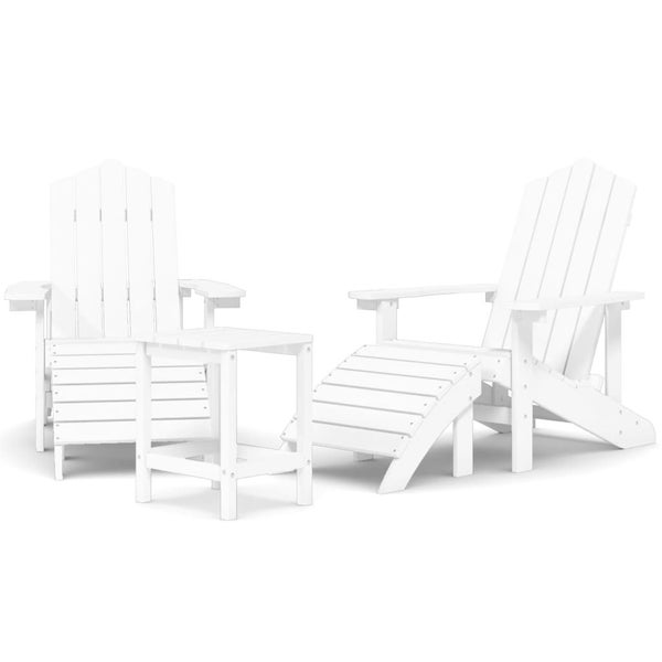 Vida Xl Garden Adirondack Chairs With Footstool & Table Hdpe White Carousel 1