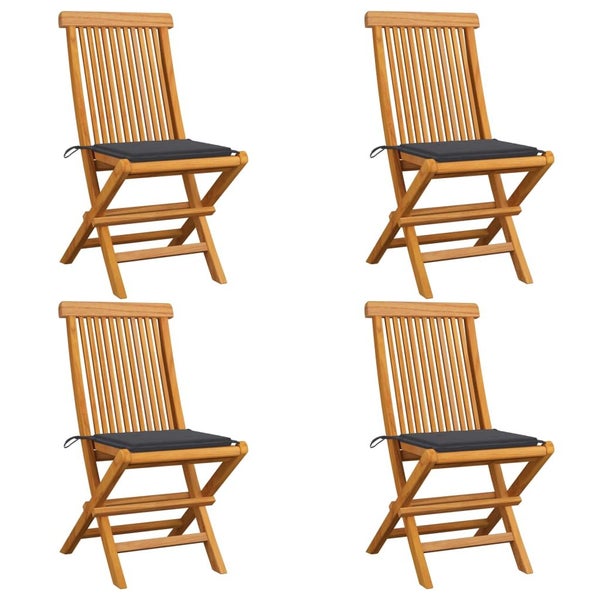 Vida Xl Garden Chairs With Anthracite Cushions 4 Pcs Solid Teak Wood Carousel 1