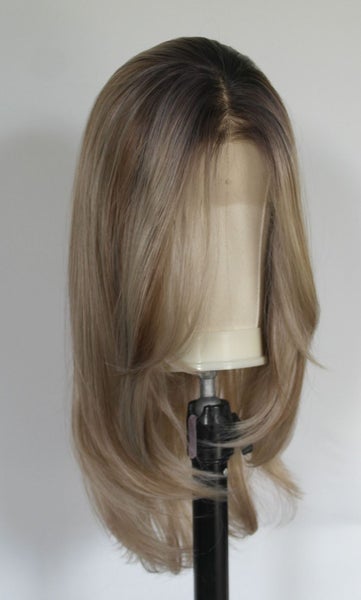 Medium Ash Blonde Lace Front Wig [ + Wig Cap & Satin Travel Bag ] Carousel 1