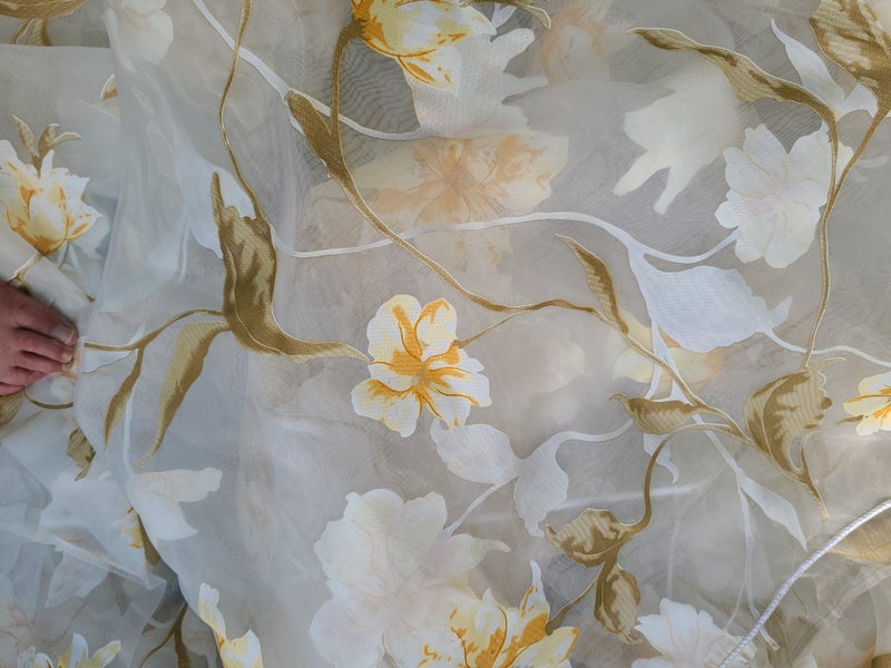 Tulle Fabric Floral Digital Print