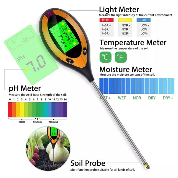 4-in-1 PH Tester Soil Water Moisture Light Test Meter Carousel 2