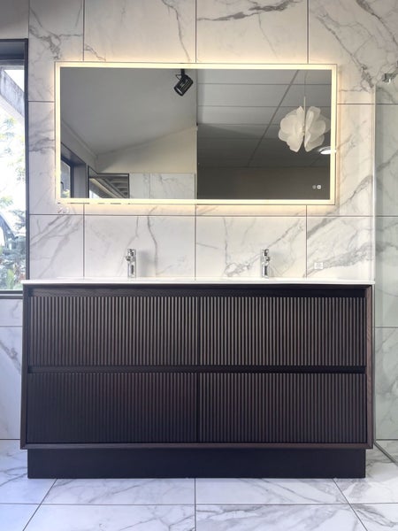 Timber Veneer Floor standing vanity 1500 double basin MODA-1500FS Carousel 2