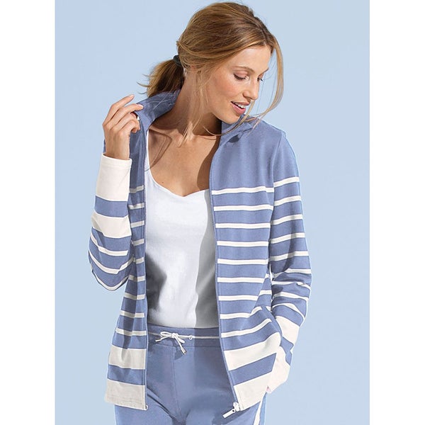 Fabulous stripy sports jacket - great casual wear - size 14 - vintage blue Carousel 1