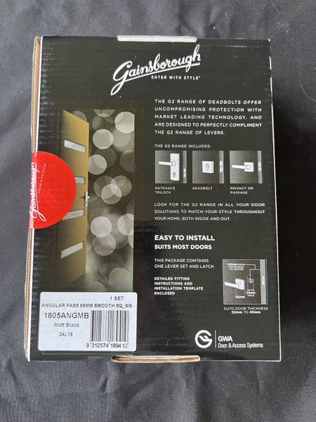 Black Gainsborough G2 Passage set door handles Carousel 2