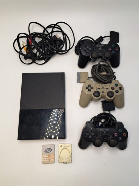 * Black Slim PS2 Console w/ 3 Controllers, Cables & 2 Memory Cards! * Carousel 1