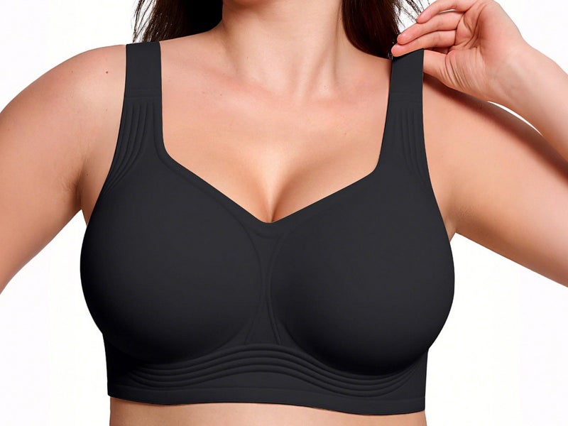 Seamless Wireless Plus Size Bra Full Coverage Support-Blk&2XL 2XL Carousel 1