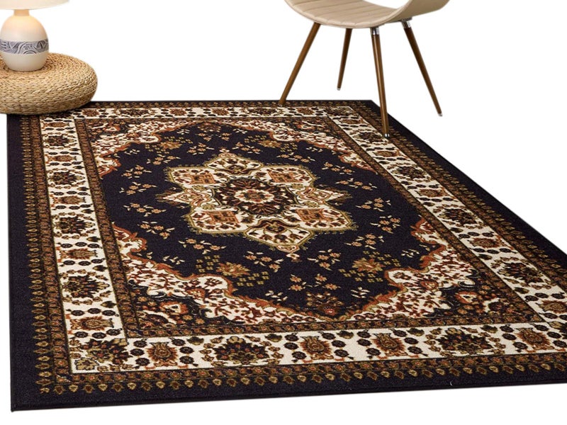 Crystal Velvet Vintage Boho Non Slip Rug for Bedroom Dining Room - Brown & S S Carousel 1