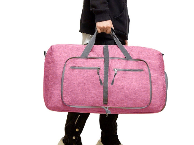 Foldable Travel Duffel Bag Carry On Shoulder Bag With Shoe Compartment Pink Carousel 4