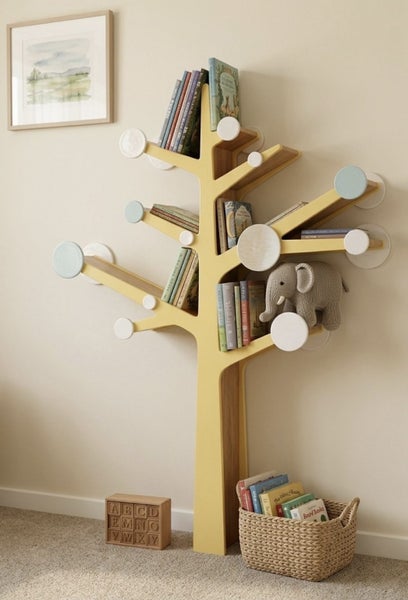 Large Bespoke Tree Bookshelf - Solid Pine (1.8m High). Free Installation