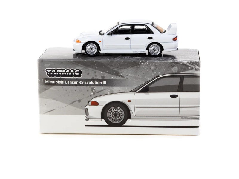 Tarmac Works GLOBAL64 1/64 Mitsubishi Lancer RS Evolution III White - Lamley ... Carousel 6