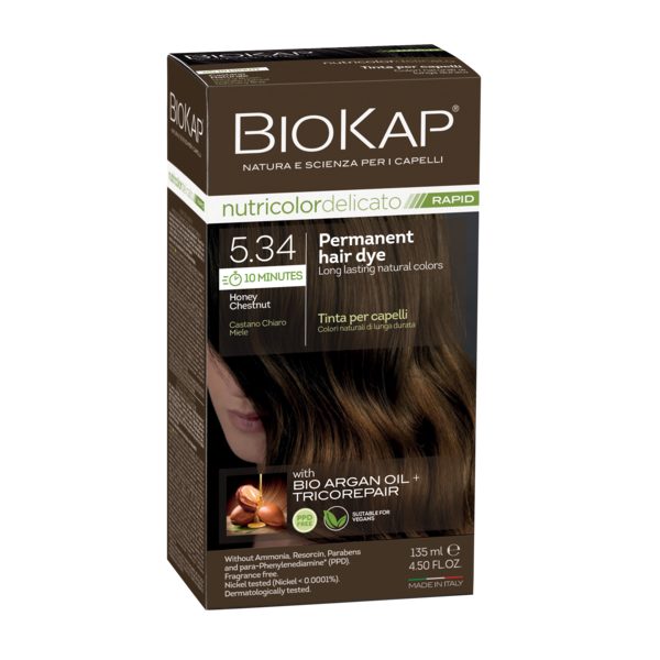 Biokap Nutricolor Delicato Rapid 5.34 Honey Chestnut Permanent Hair Dye Carousel 1