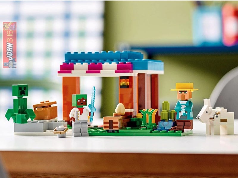 AWESOME LEGO MINECRAFT SET - 21184 THE BAKERY - includes 3 MINIFIGURES + a GOAT! Carousel 1