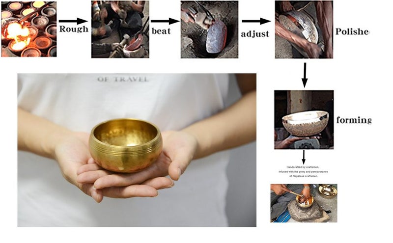 Tibetan Singing Bowl Set Meditation Bowl Sound Bowls-Easy To Play for Beginners Carousel 1