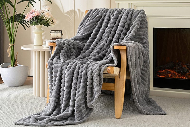 Throw Blanket for Couch Sofa Soft Fleece Throw Blankets Room Home Decor-Grey Carousel 1