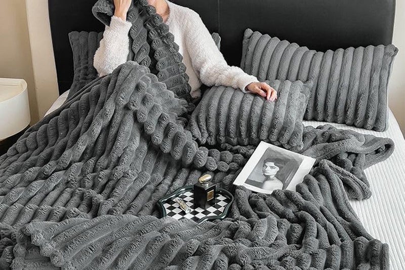 Throw Blanket for Couch Sofa Soft Fleece Throw Blankets Room Home Decor-Grey Carousel 6