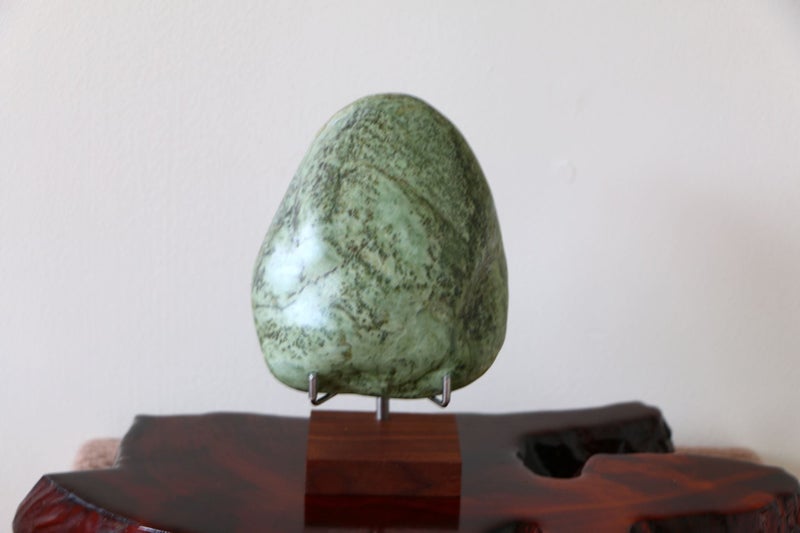 New Zealand greenstone display touchstone on stand Kokopu pounamu viewing stone Carousel 2