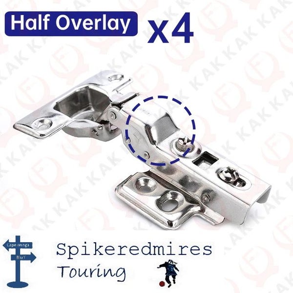 4 Pieces Stainless Steel Half Overlay Cabinet Hinges Soft Closing Hydraulic Carousel 1