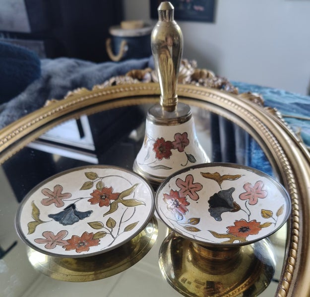Beautiful home decor, brass bell and dishes Carousel 1