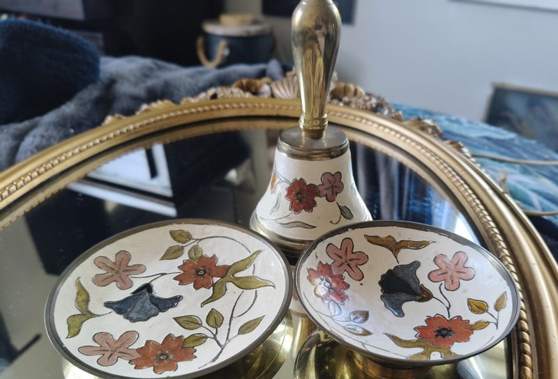 Beautiful home decor, brass bell and dishes Carousel 2