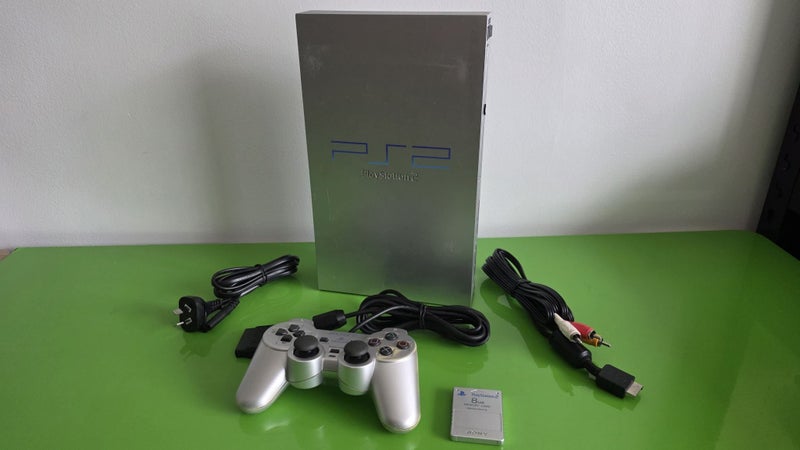 PS2 Silver Limited Edition Fat Console with Controller and Memory Card Carousel 1