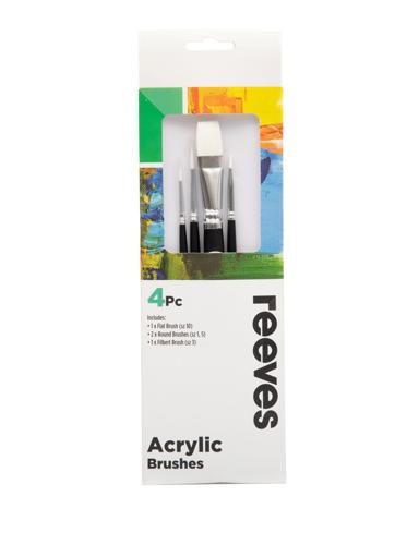 Reeves Acrylic Brush Sets White Synthetic Short Handle 5pc Carousel 2