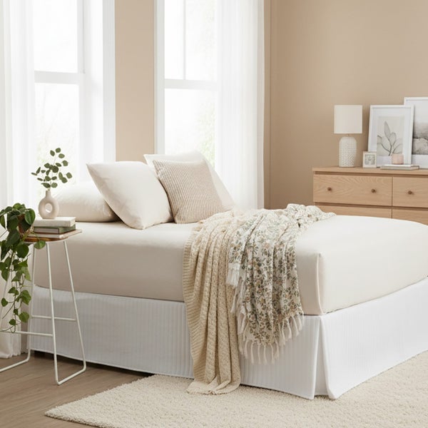 Renee Taylor Comfort Organic Fitted Sheet & Pillowcase - Single Oatmeal Carousel 2