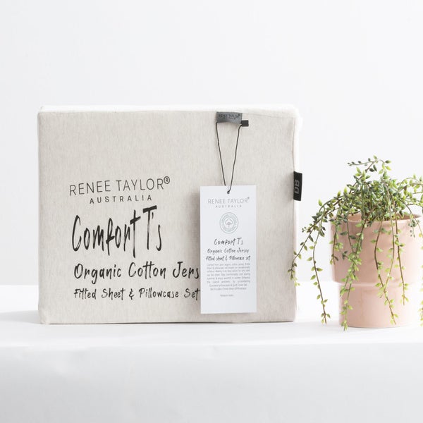 Renee Taylor Comfort Organic Fitted Sheet & Pillowcase - Single Oatmeal Carousel 5